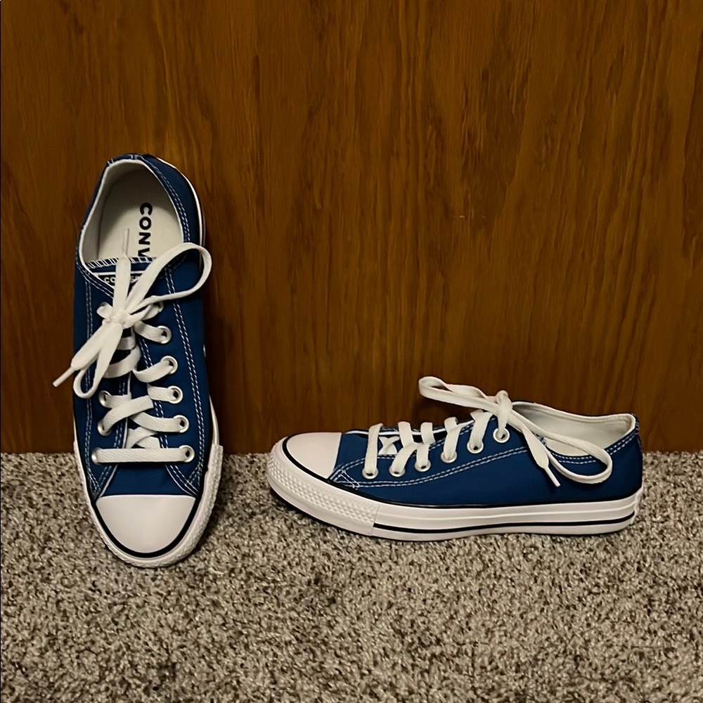 Converse Blue and White High-Top Sneakers with Iconic Design